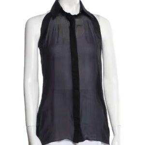 Givenchy Black Sheer Sleeveless Blouse - Elevated - Date Night - Size L